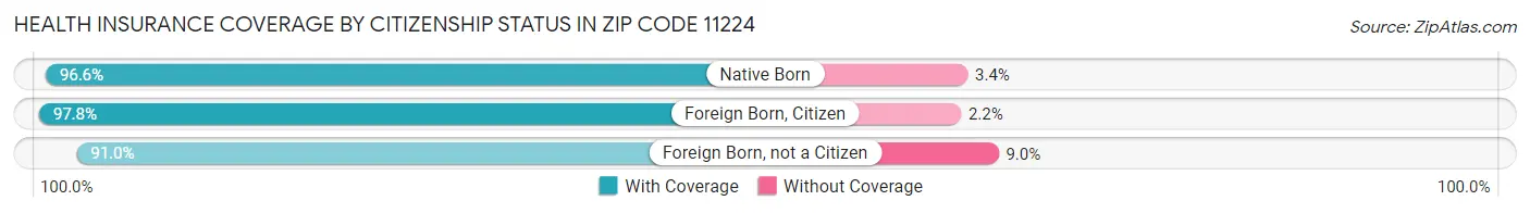 Health Insurance Coverage by Citizenship Status in Zip Code 11224