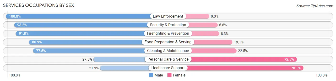 Services Occupations by Sex in Zip Code 11366