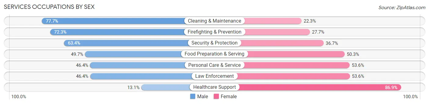 Services Occupations by Sex in Zip Code 11413