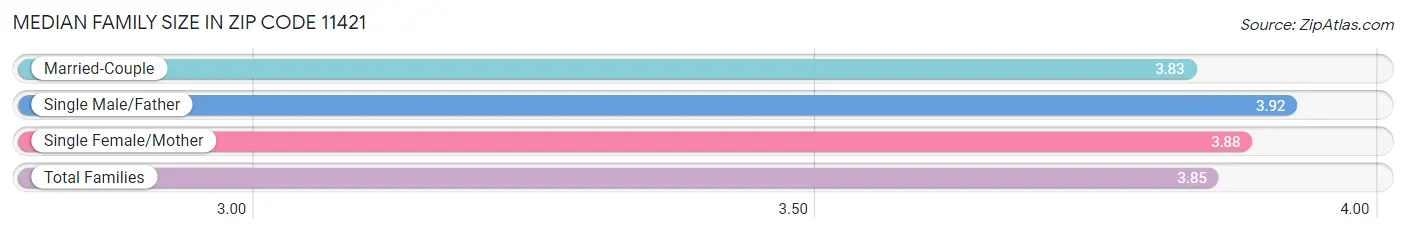 Median Family Size in Zip Code 11421