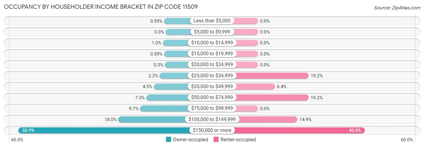 Occupancy by Householder Income Bracket in Zip Code 11509