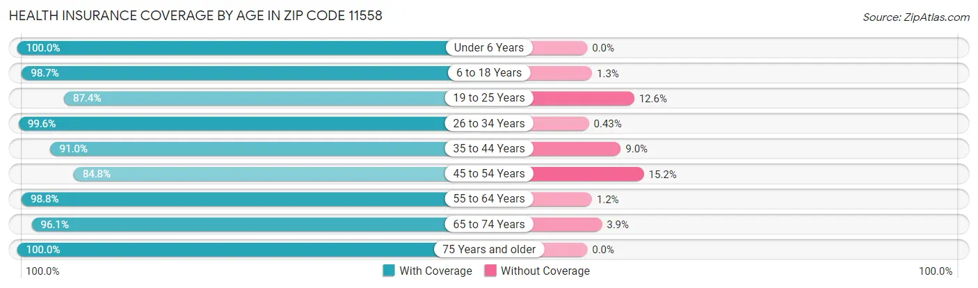Health Insurance Coverage by Age in Zip Code 11558