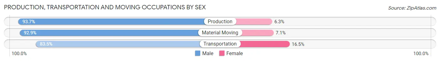 Production, Transportation and Moving Occupations by Sex in Zip Code 11558