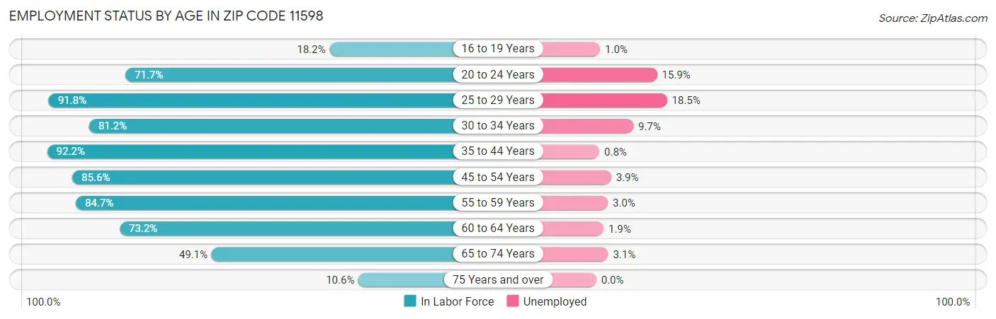 Employment Status by Age in Zip Code 11598