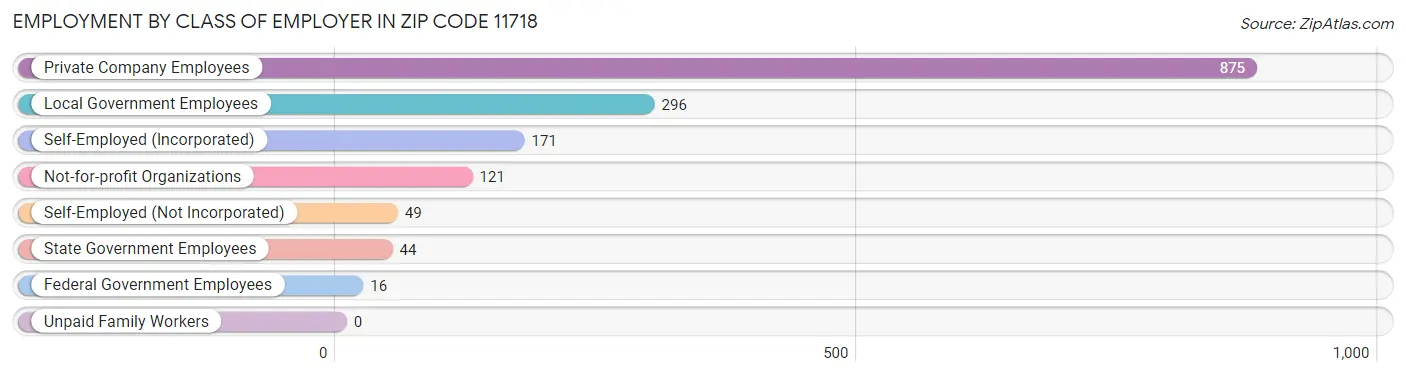 Employment by Class of Employer in Zip Code 11718