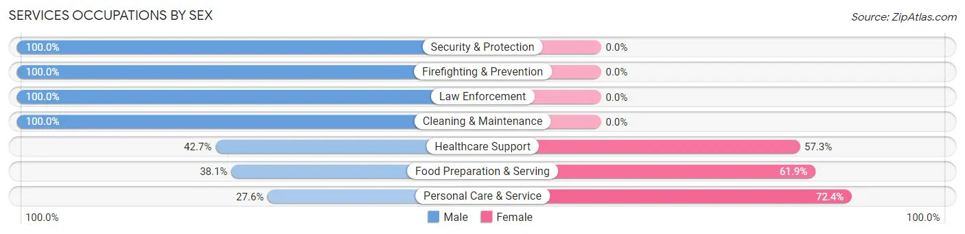 Services Occupations by Sex in Zip Code 11721