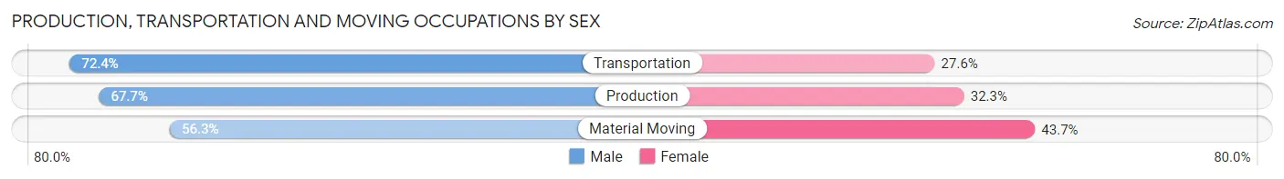 Production, Transportation and Moving Occupations by Sex in Zip Code 11726