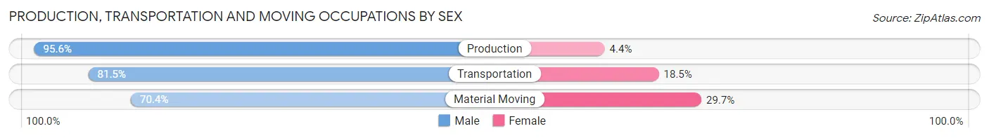 Production, Transportation and Moving Occupations by Sex in Zip Code 11729