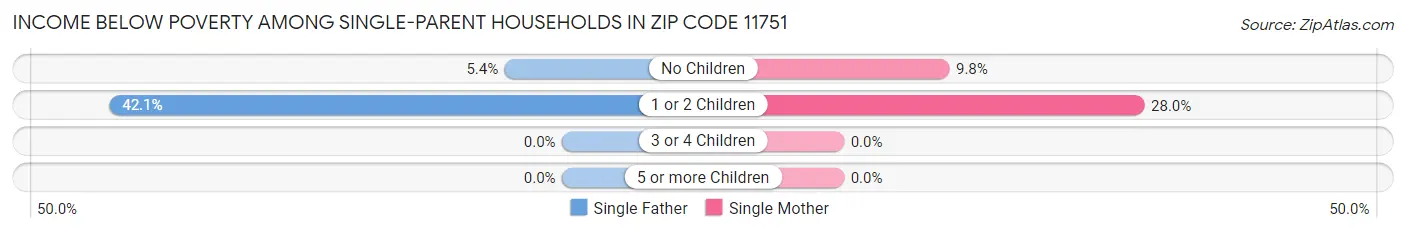 Income Below Poverty Among Single-Parent Households in Zip Code 11751