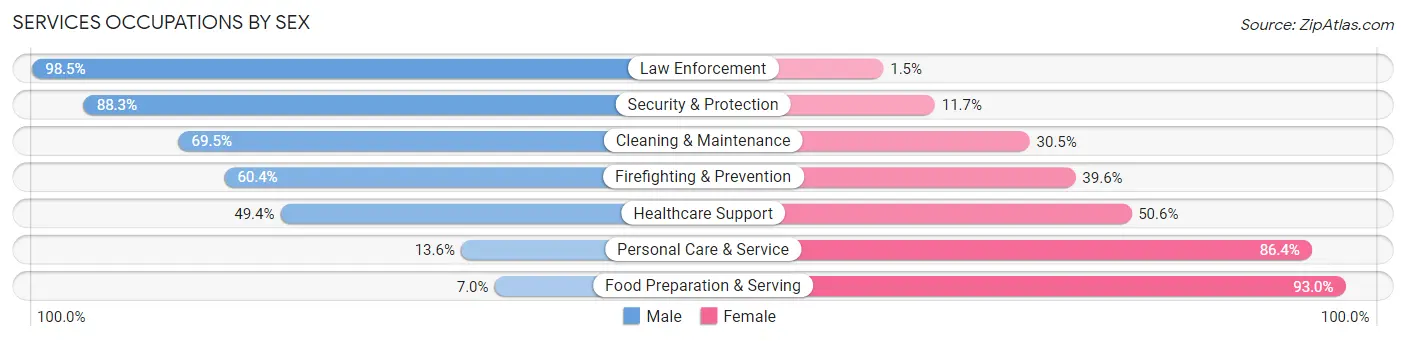 Services Occupations by Sex in Zip Code 11771