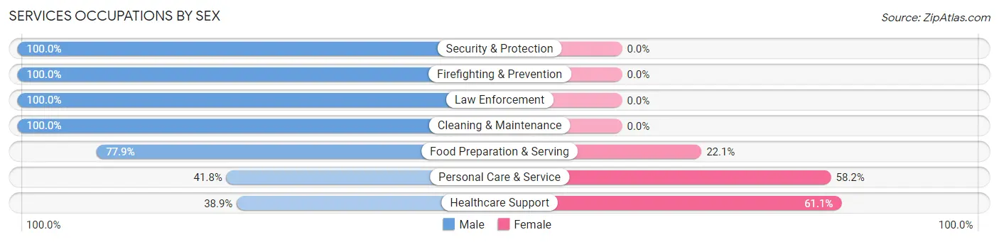 Services Occupations by Sex in Zip Code 11777