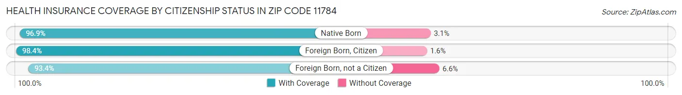 Health Insurance Coverage by Citizenship Status in Zip Code 11784