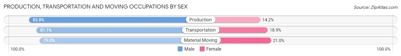 Production, Transportation and Moving Occupations by Sex in Zip Code 11784