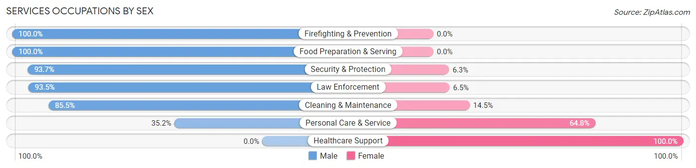 Services Occupations by Sex in Zip Code 11786