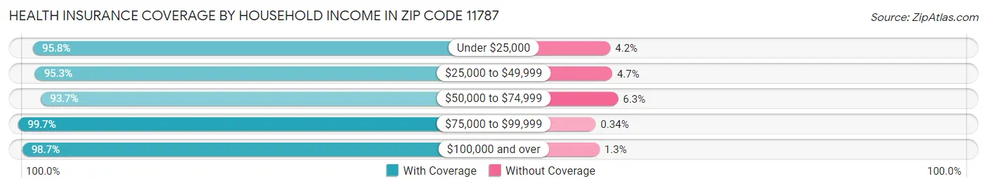 Health Insurance Coverage by Household Income in Zip Code 11787