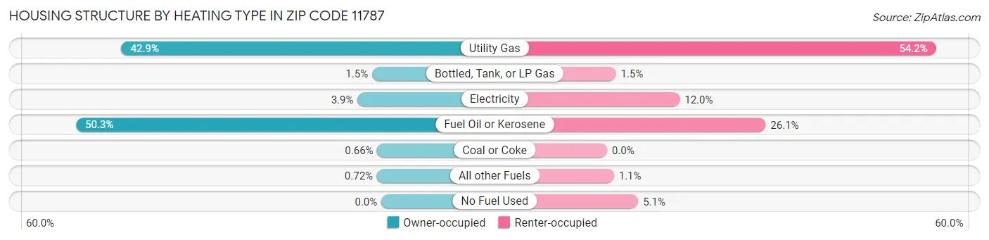 Housing Structure by Heating Type in Zip Code 11787