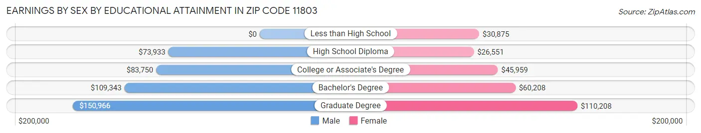 Earnings by Sex by Educational Attainment in Zip Code 11803