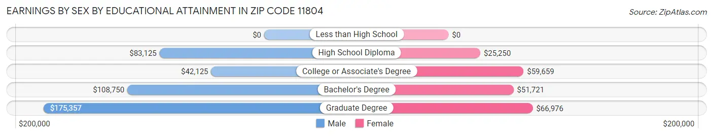 Earnings by Sex by Educational Attainment in Zip Code 11804