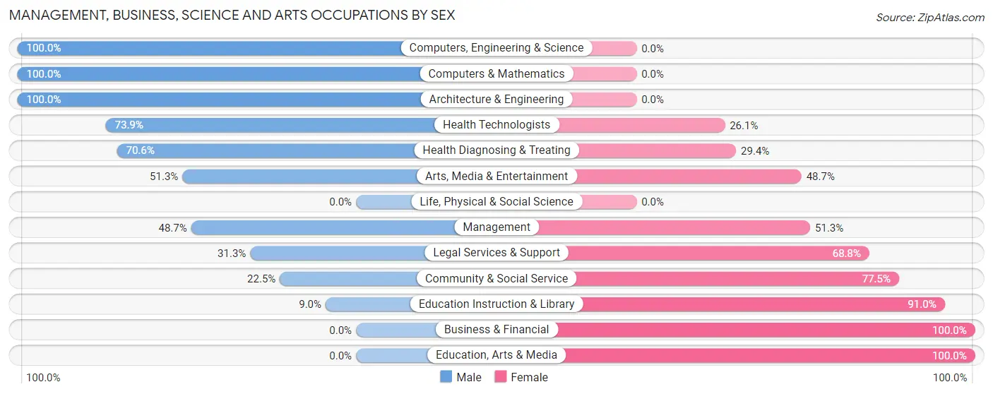 Management, Business, Science and Arts Occupations by Sex in Zip Code 11939