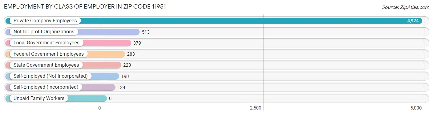 Employment by Class of Employer in Zip Code 11951