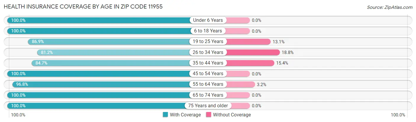 Health Insurance Coverage by Age in Zip Code 11955