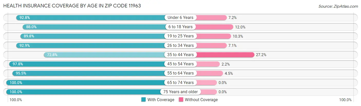Health Insurance Coverage by Age in Zip Code 11963