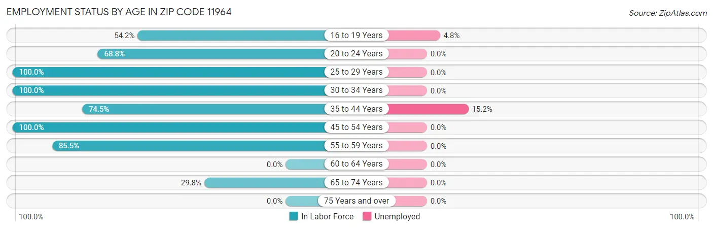 Employment Status by Age in Zip Code 11964