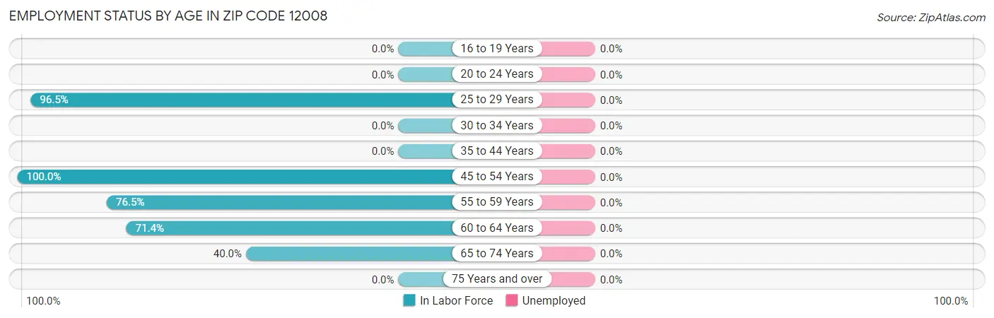 Employment Status by Age in Zip Code 12008