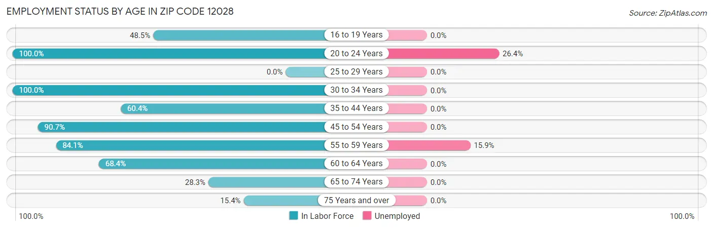 Employment Status by Age in Zip Code 12028
