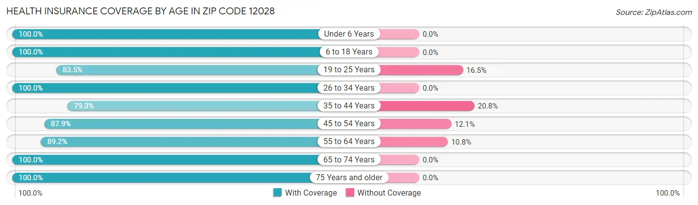 Health Insurance Coverage by Age in Zip Code 12028