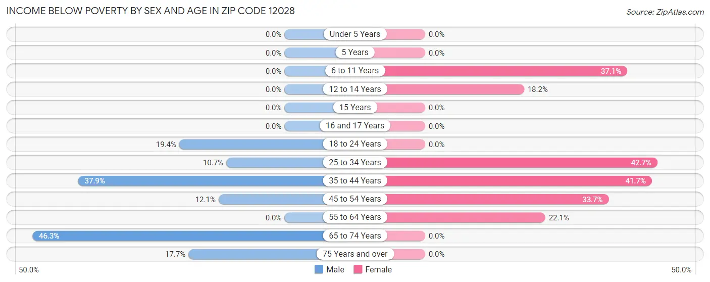 Income Below Poverty by Sex and Age in Zip Code 12028
