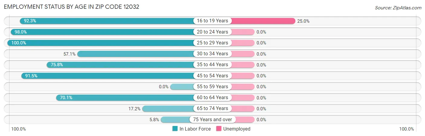 Employment Status by Age in Zip Code 12032