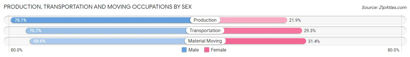 Production, Transportation and Moving Occupations by Sex in Zip Code 12047