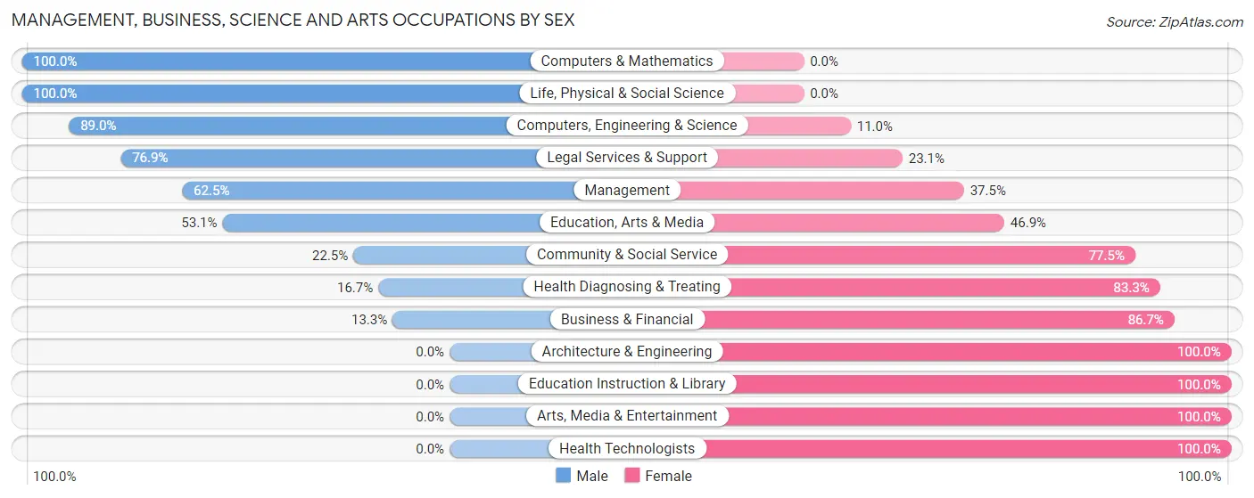 Management, Business, Science and Arts Occupations by Sex in Zip Code 12051