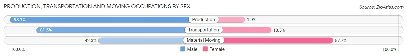 Production, Transportation and Moving Occupations by Sex in Zip Code 12053