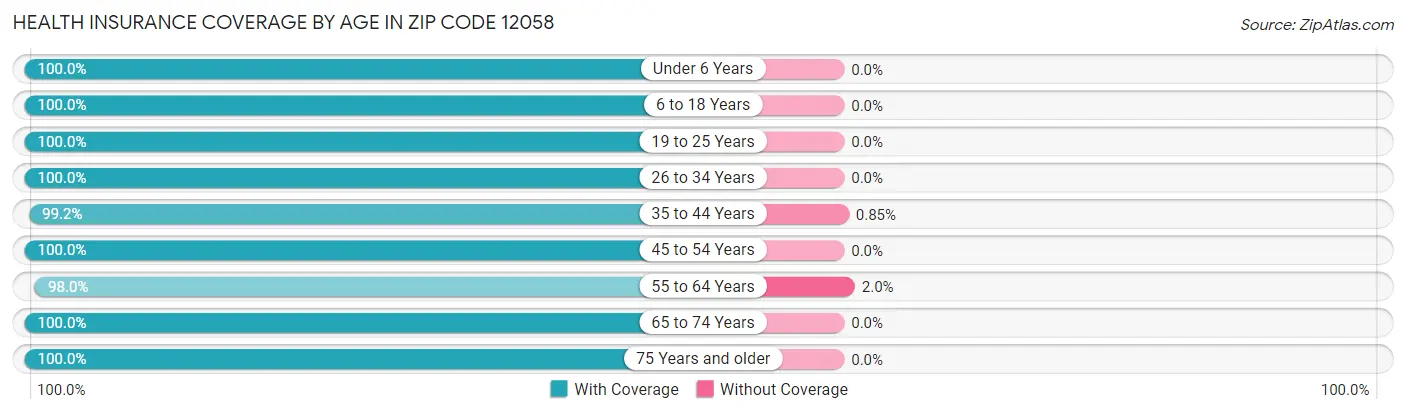 Health Insurance Coverage by Age in Zip Code 12058