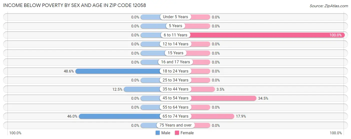 Income Below Poverty by Sex and Age in Zip Code 12058