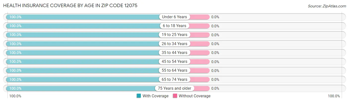 Health Insurance Coverage by Age in Zip Code 12075