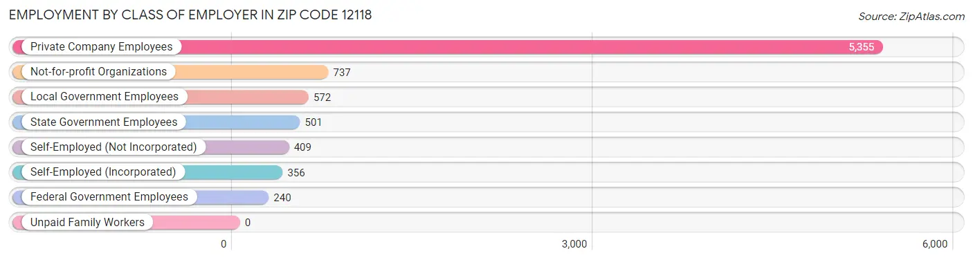 Employment by Class of Employer in Zip Code 12118