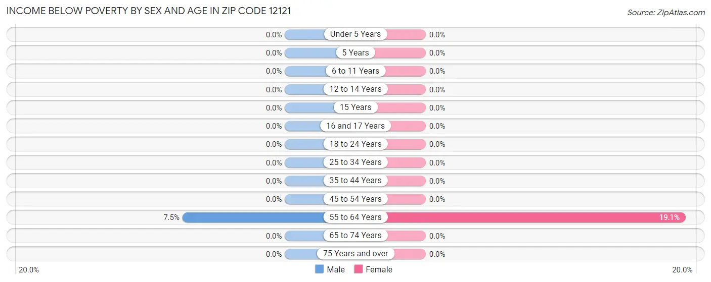 Income Below Poverty by Sex and Age in Zip Code 12121