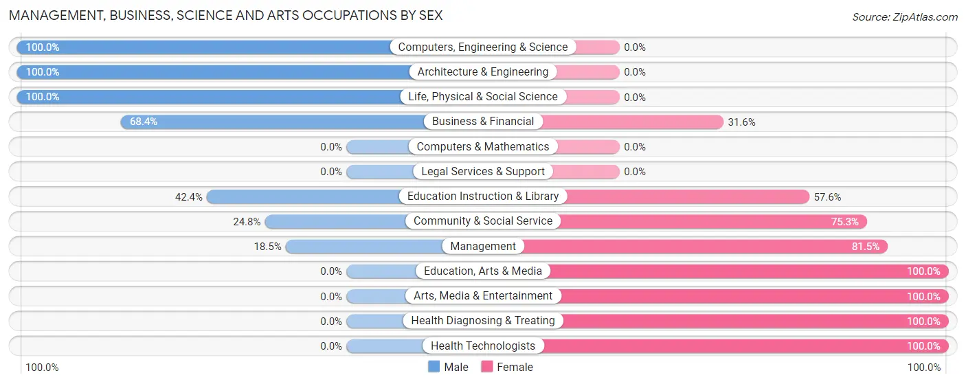Management, Business, Science and Arts Occupations by Sex in Zip Code 12125
