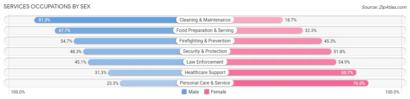 Services Occupations by Sex in Zip Code 12144