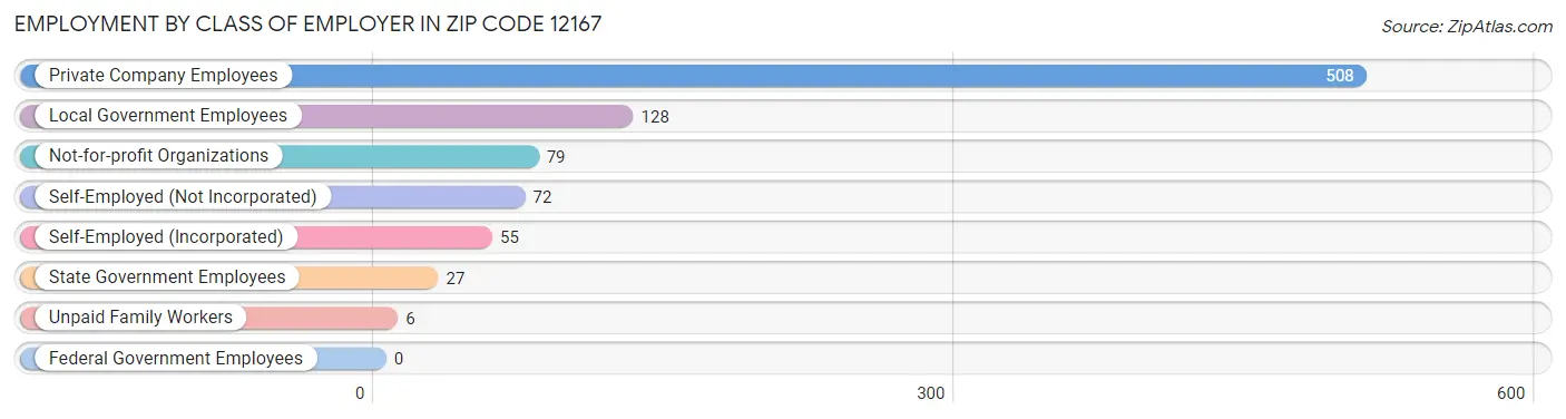 Employment by Class of Employer in Zip Code 12167