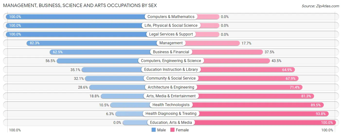 Management, Business, Science and Arts Occupations by Sex in Zip Code 12167