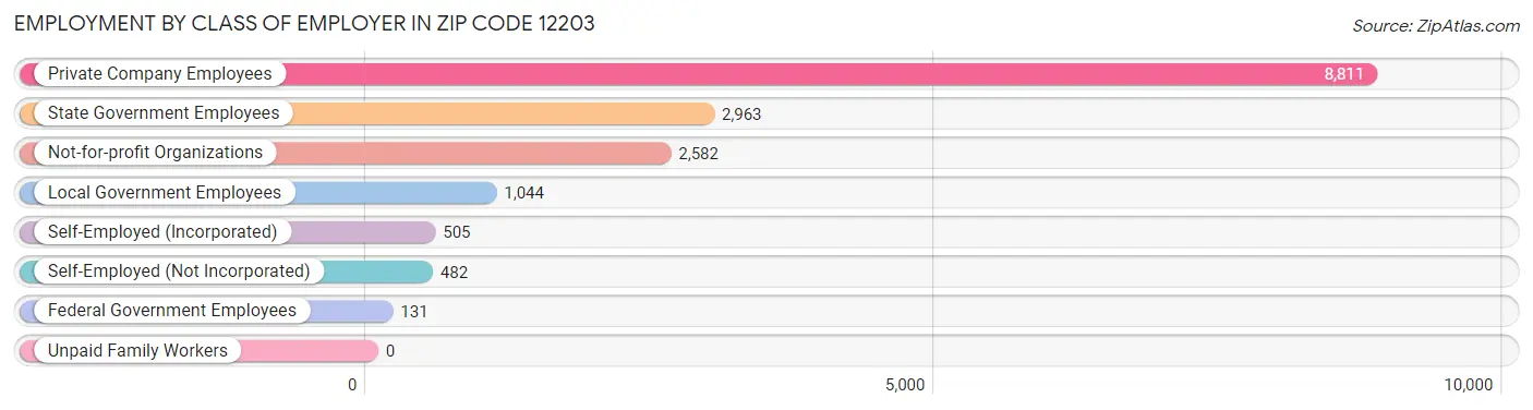 Employment by Class of Employer in Zip Code 12203