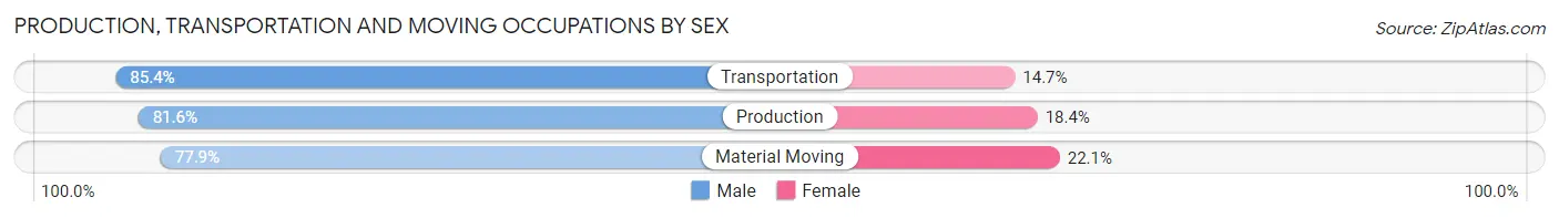 Production, Transportation and Moving Occupations by Sex in Zip Code 12205