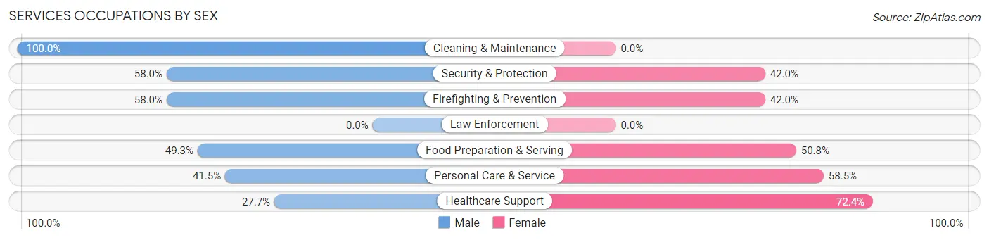 Services Occupations by Sex in Zip Code 12210
