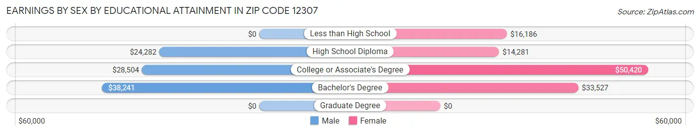 Earnings by Sex by Educational Attainment in Zip Code 12307