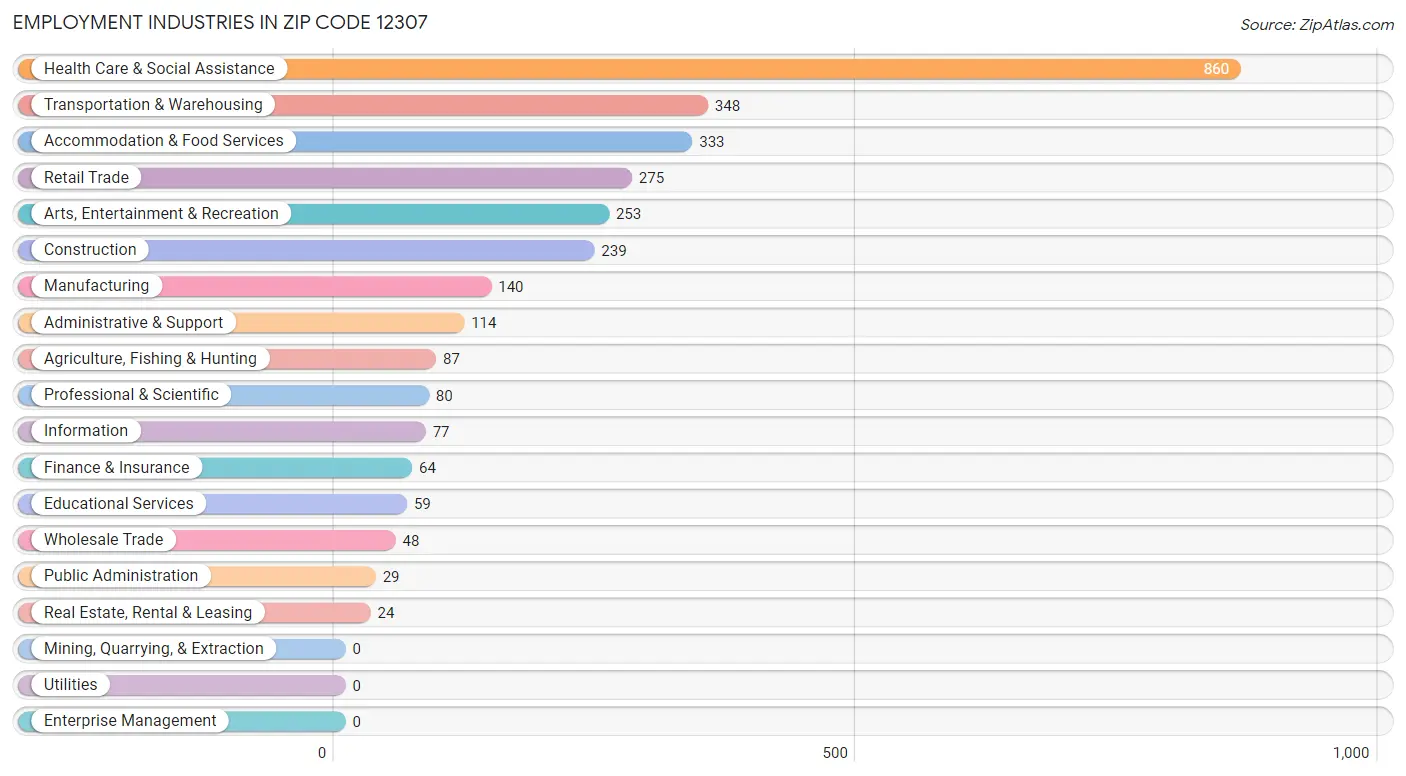 Employment Industries in Zip Code 12307