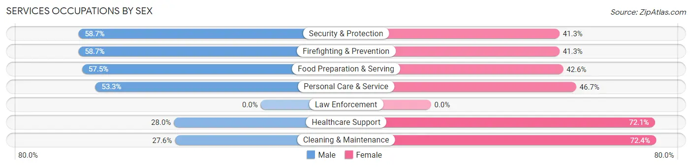 Services Occupations by Sex in Zip Code 12307
